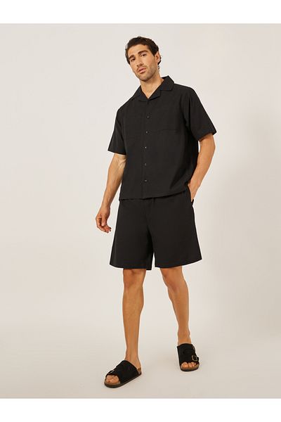 Styli Plain Linen Blend Relaxed Fit Shirt and Shorts Co-Ords