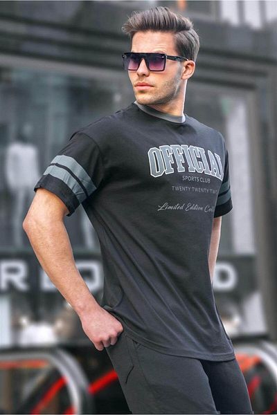Madmext Ανδρικό μπλουζάκι Oversize μαύρο με στάμπα