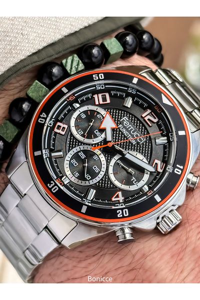 Ferrucci Silver - Black, Functions Active, Steel Cord, Vip Series Men Wrist Watch Bracelet with Gift