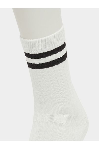 Styli Ribbed Crew Socks with Contrast Stripe Detail