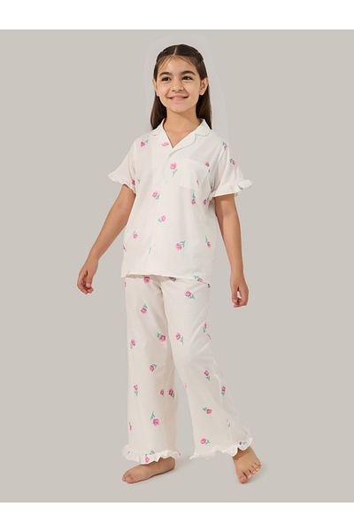 Styli Floral Printed Button Front Pyjama Set
