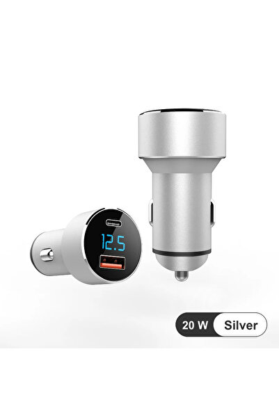 Mega Oto Market Silver Araç İçi USB 3.0 Type C Soketli 20 Watt Çakmaklık Güç ...