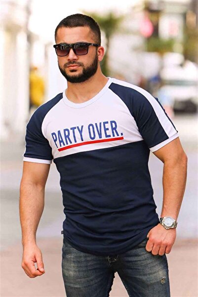 Madmext Nyomtatott sötétkék póló 4027