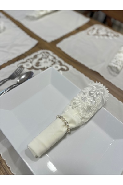 Eces Design Set de servire artizanal LALE Model American, 12 piese, șervețele...