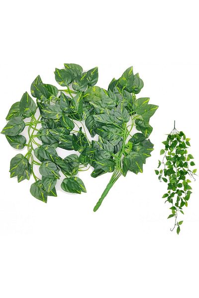 sinzau Set of 2 artificial hanging ivy plants Sinzau, plastic/iron, green, 90 cm