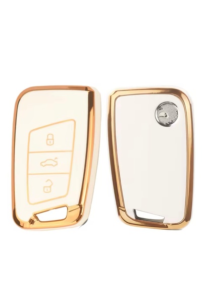 YıldızTuning غطاء مفتاح سيات أتيكا باللون الأبيض والذهبي