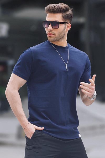 Madmext Tricou bărbați 6131 - Navy, Regular Fit, Model de bază