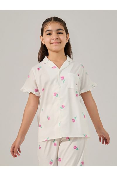 Styli Floral Printed Button Front Pyjama Set