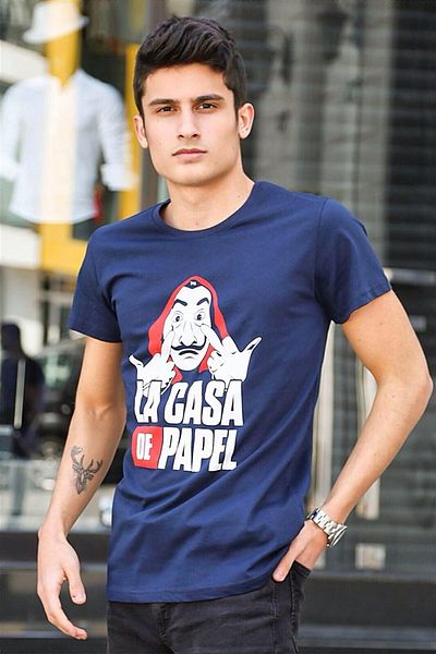 Madmext Tricou imprimat bleumarin 4017