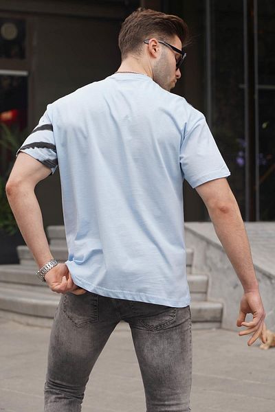 Madmext Tricou pentru bărbați cu model over fit albastru 6116