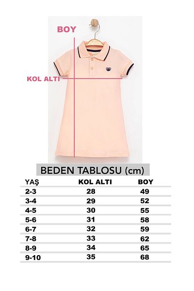 MK Mukko Kids Girl's Polo Neck Embroidered Cotton Summer Short Sleeve Dress