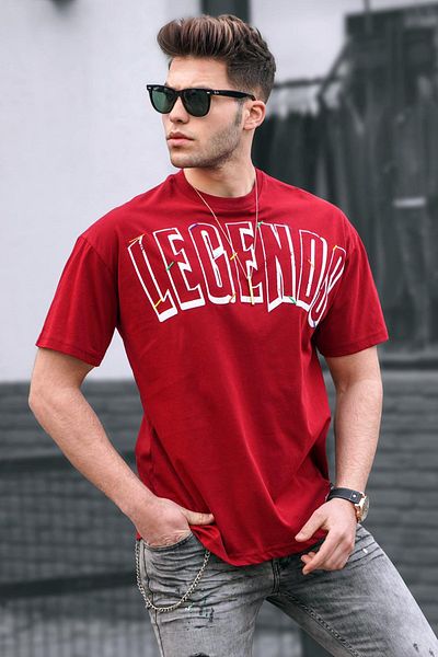 Madmext Μπλουζάκι με στάμπα Claret Red Oversize 5393