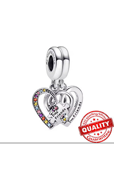 Hector&Co. Jewellery Gümüş Puzzle Parçası Ve Kalpli Arkadaşlık Sallantılı Charm