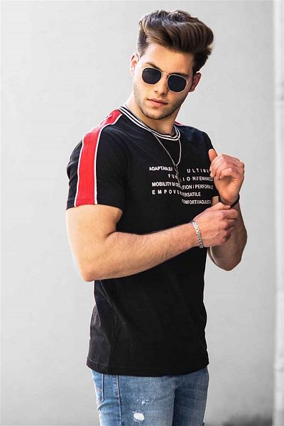 Madmext Ανδρικό εμπριμέ μαύρο T-shirt 4530