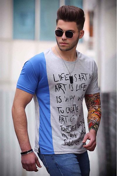 Madmext Bedrucktes graues T-Shirt 3020