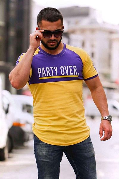 Madmext Τυπωμένο κίτρινο T-shirt 4027