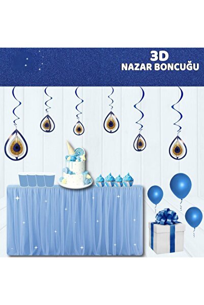 Patladı Gitti Nazar Boncuğu Temalı 3D Tavan Süs; Sünnet Kutlama Seti