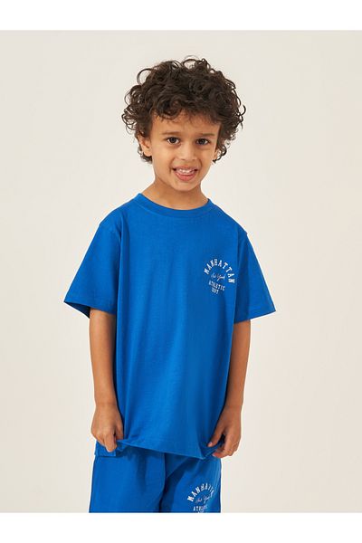 Styli Slogan Print Short Sleeve T-Shirt and Shorts Set