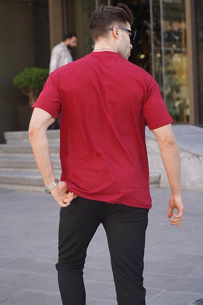 Madmext Ανδρικό μπλουζάκι Claret Red Printed Over Fit 6111