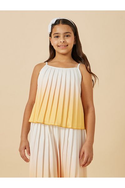 Styli Ombre Print Pleated Top and Wide Leg Trousers
