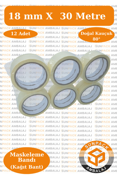sunpack ambalaj Maskeleme Bandı 18mm X 30m Krem (12 Adet) (Kağıt Bant) - Oto ...
