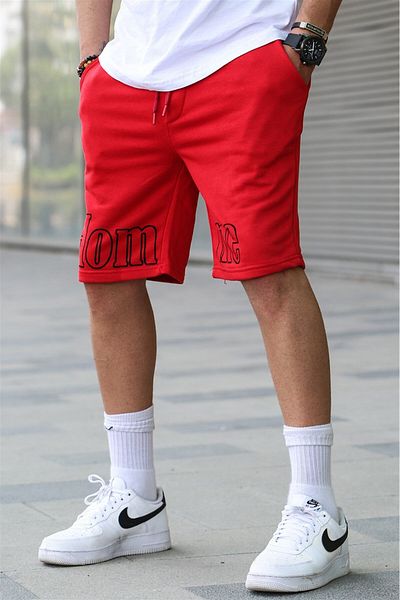Madmext Men's Printed Red Capri Shorts 5439