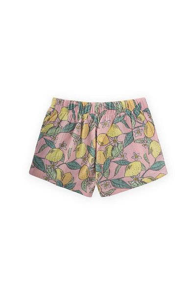 Cigit Lemon Printed Ruffle Shorts 1-5 Years Powder Pink
