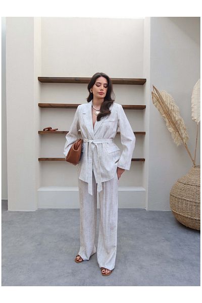 ESRAHELVACI Linen Jacket Trousers Set