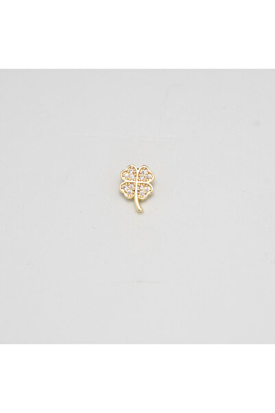 Piercing by Sever Taşlı Yonca Uğur Çelik Piercing Altın/Gold Renkli ve Şeffaf Taşlı (TRAGUS HELIX CONCH FLAT)