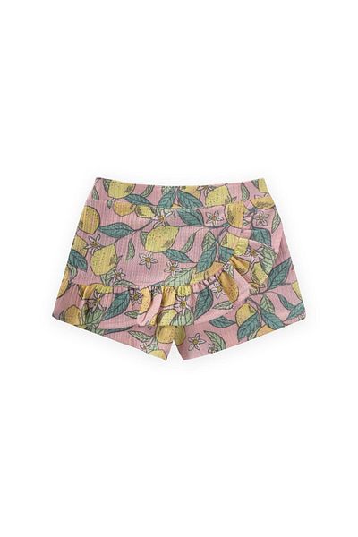 Cigit Lemon Printed Ruffle Shorts 1-5 Years Powder Pink