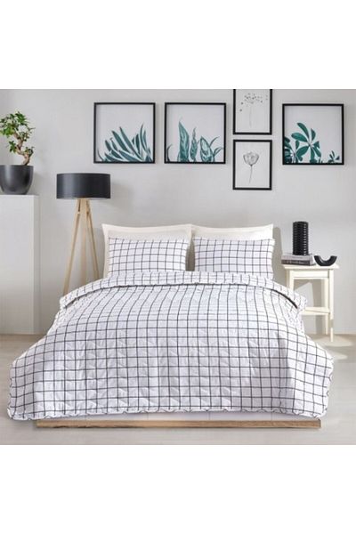 Eponj Home Quilted duvet set 200x220cm + 2 square pillowcases, Artus black
