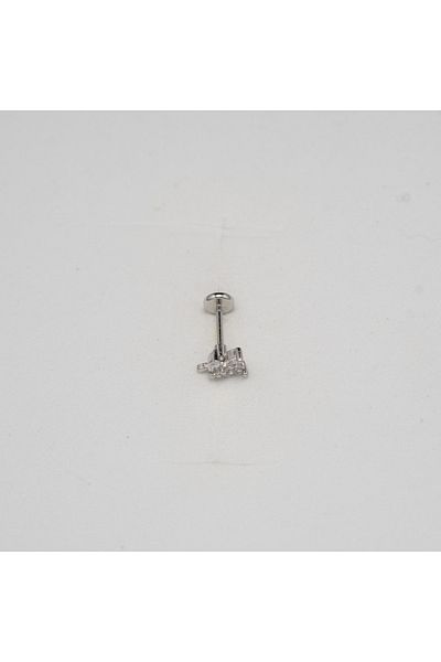 Piercing by Sever Stone Leaf Model Steel Piercing Silver/Silver Color and Transparent Stone (Targus Helix Conch Flat)