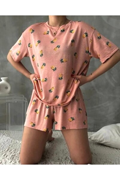 shiny date Pineapple Shorts Pajama Set