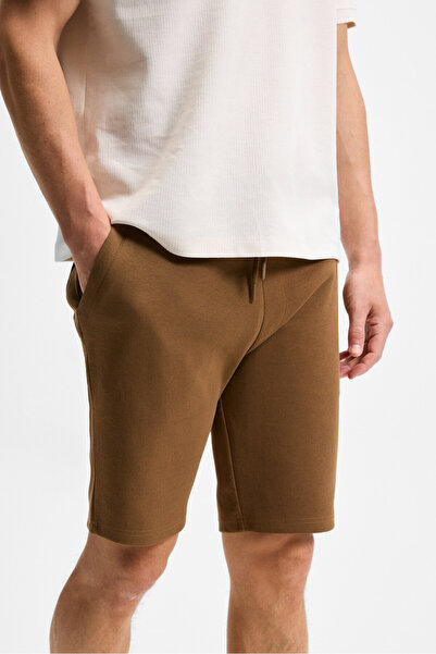 GRIMELANGE CAMILLO Erkek Cebi Fermuarlı Beli Lastikli Kahverengi Şort & Bermuda