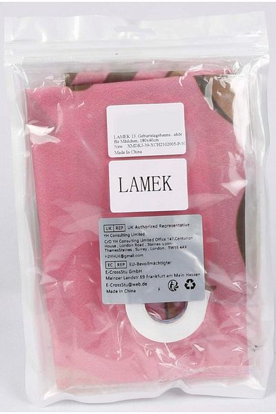 LAMEK Banner pentru aniversarea a 13-a, textil, roz/auriu, 180 x 40 cm