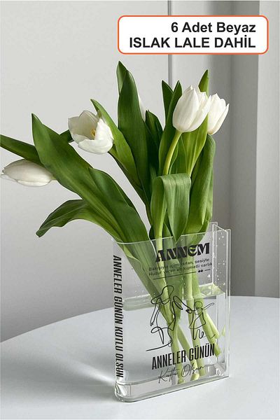 Gri Grafik Design Workshop Specially Design for Mother's Day Book Vase 6 Pcs Including Wet Tulip