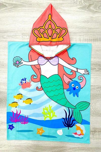ANGELOS GIRLS Girl's Poncho Towel (Beach+Pool+Bath) 12207