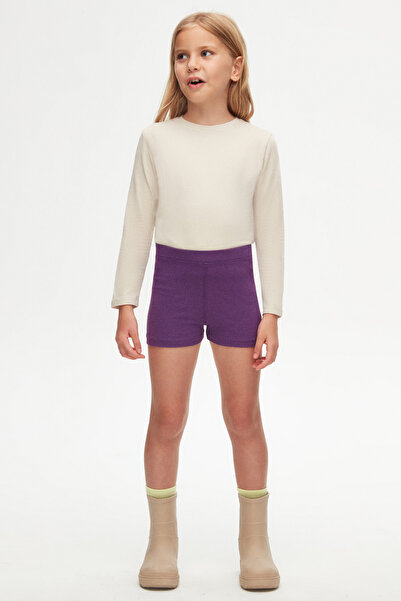 LOVETTI Mor Kız Çocuk Düz Basıc Dans Şortu