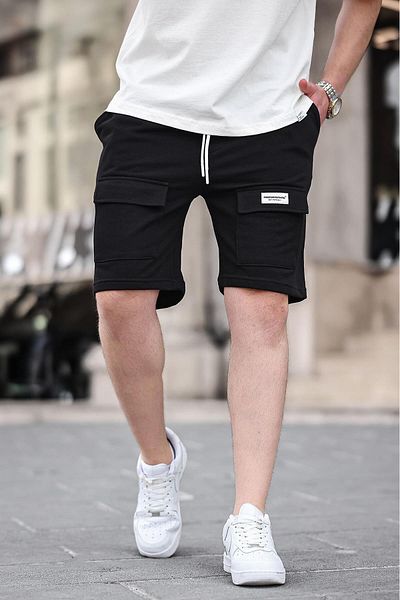 Madmext Pánské černé kraťasy Basic 6533