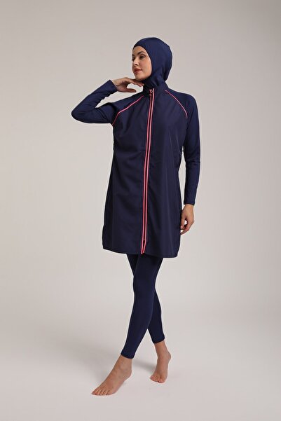 Chelly Жіночий купальник з білими вставками, на блискавці, повністю закритий, T 5430