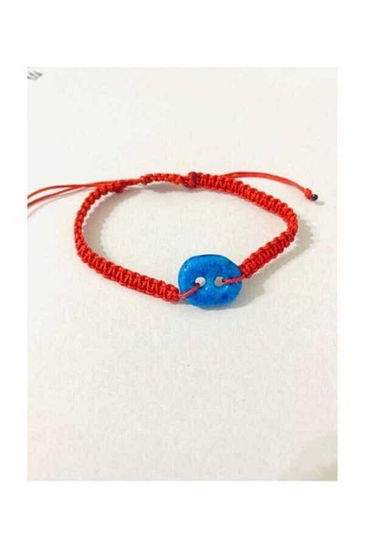 Midyat Gümüş Dünyası Red Syriac Evil Eye Bead Rope Bracelet