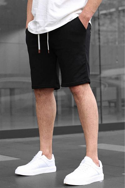 Madmext Pánské černé kraťasy Basic 6505