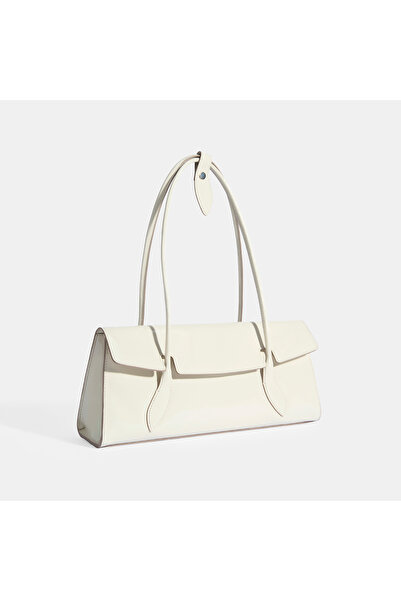 Desa Beige Women's Leaf Detailed Leather Shoulder Bag