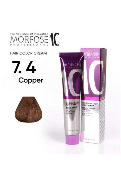 Morfose Morfose 10 Hair Color Cream with Argan Oil - 7.4 Copper, 100ml