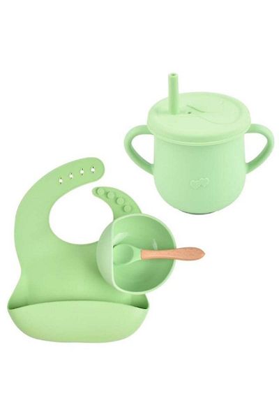 Empria Set Complet Din Silicon Fara Alergeni Pentru Diversificare Bebe, Verde