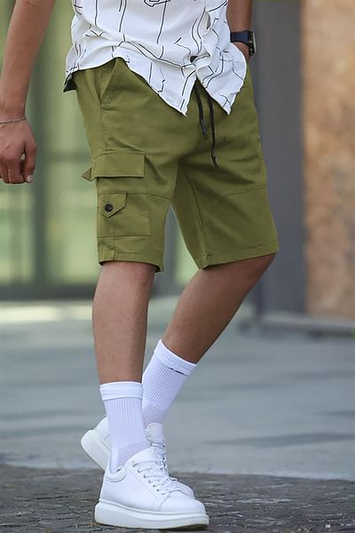 Madmext Ανδρικό σορτς Κάπρι Χακί Cargo Pocket 5737
