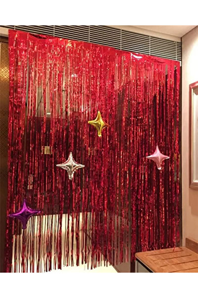 AILEXI 3-piece party fringe curtain set, plastic, red, 200 x 100 cm