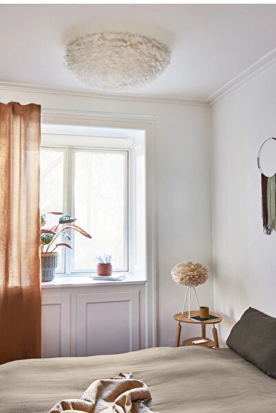 Lambadar Poilu Tekli Modern Iskandinav Model Kaz Tüylü Avize Oturma Odası Salon Hol Mutfak Plafonyer Avize