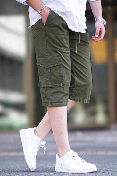Madmext Khakifarbene Capri-Shorts mit Cargo-Tasche für Herren 6875
