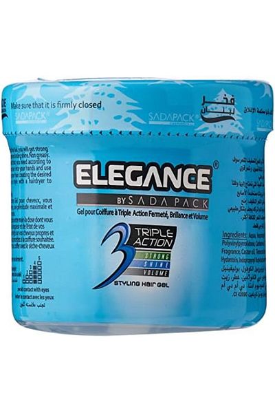 Elegance Triple Action Hair Gel - Blue, 500ml